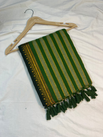 Mul cotton saree - green