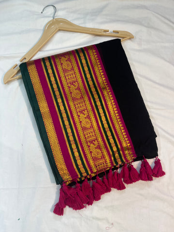 Mul cotton saree - black -120 Count -Premium