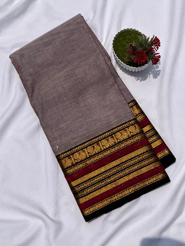 Chettinad cotton ash & black _ plain