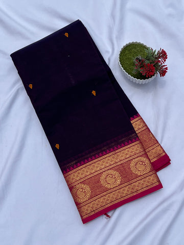 Chettinad cotton navy blue & pink _ butta