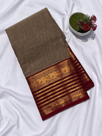 Chettinad cotton ash & maroon _plain