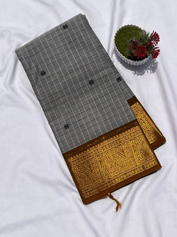Chettinad cotton Ash-check butta