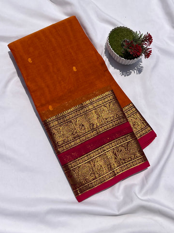 Chettinad cotton orange & pink _ butta