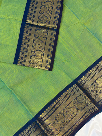 Chettinad cotton saree -green - plain