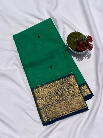 Chettinad cotton green & blue _ butta