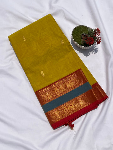 Chettinad cotton yellow & maroon _ butta