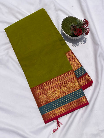 Chettinad cotton green & maroon _ plain