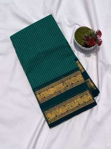 Chettinad cotton green & gold _ korvai checks