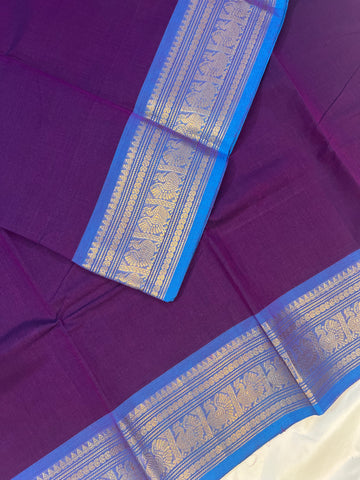 Chettinad cotton saree - purple- plain