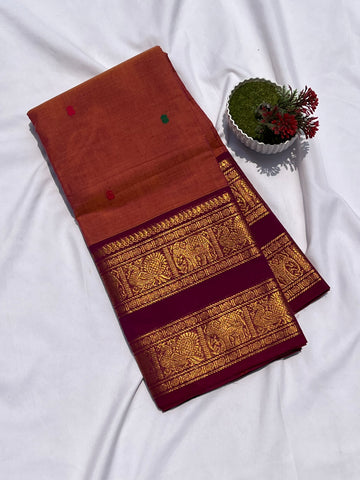 Chettinad cotton orange & maroon _ butta