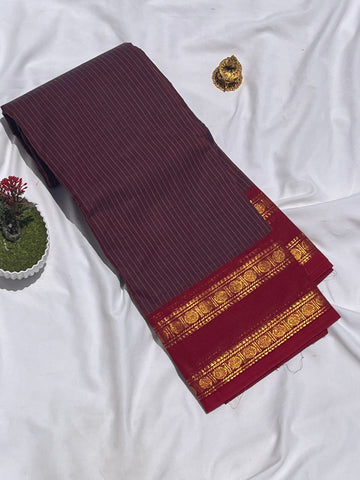Chettinad cotton saree -Wine and Red -Checks