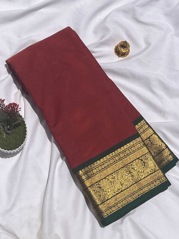 Chettinad cotton saree - Brownish pink - Plain