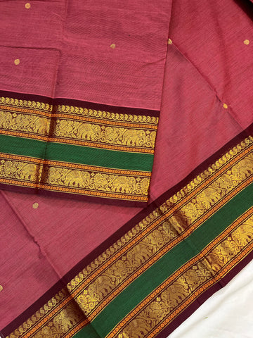 Chettinad cotton saree- onion pink-butta