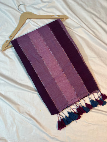 Mul cotton saree - wine purple