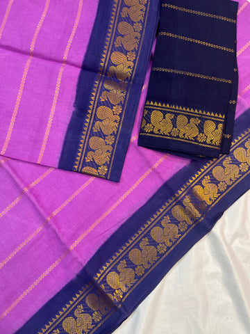 Sungudi cotton velthari- lavandar & blue