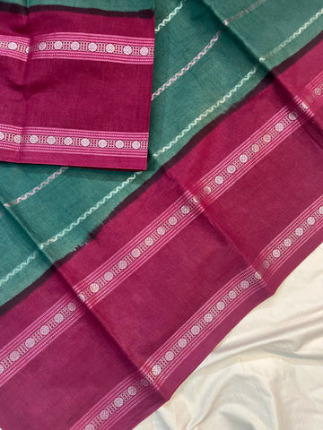Sungudi cotton velthari- green