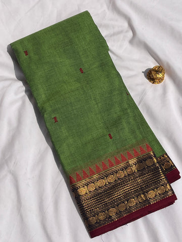 Chettinad cotton saree-green-butta