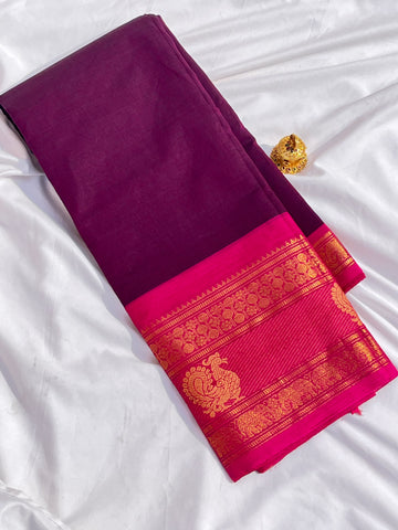 Chettinad cotton saree-purple-pink-Butta