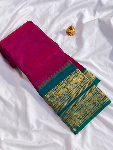 Chettinad cotton saree -pink-plain