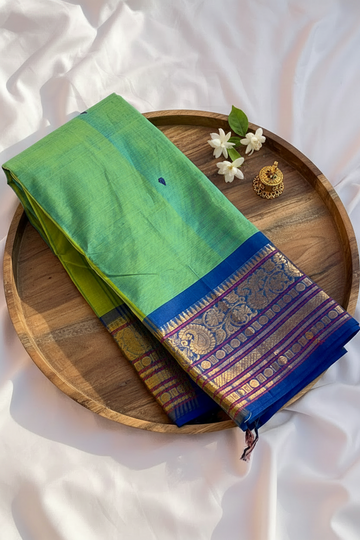 Chettinad cotton - pastel green and blue - Butta