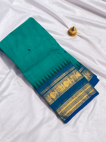 Chettinad cotton saree-blue-butta