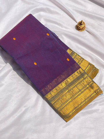 Chettinad cotton saree-purple-butta