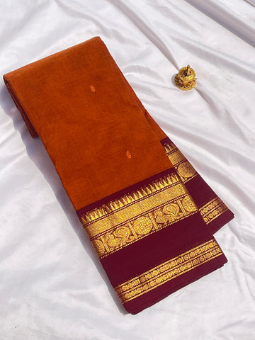Chettinad cotton saree-mustard yellow-butta