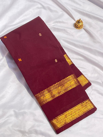 Chettinad cotton saree-brown-butta