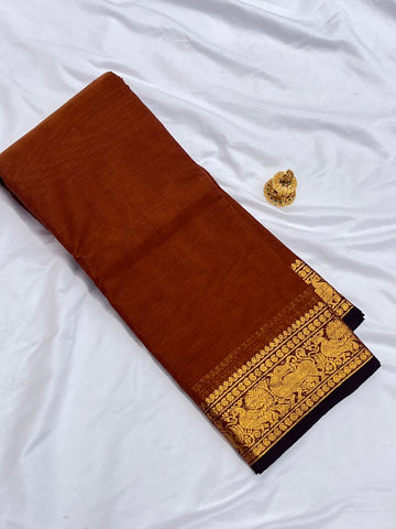 Chettinad cotton brown & black-plain