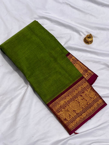 Chettinad cotton green & pink _plain