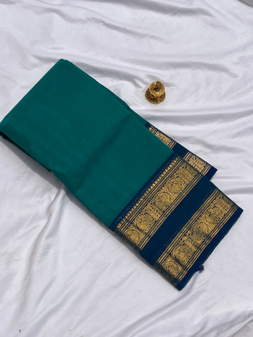 Chettinad cotton blue & teal blue plain
