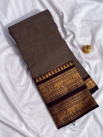 Chettinad cotton Ash & maroon-Double Plain