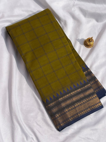 Chettinad cotton methi green & blue-big checks