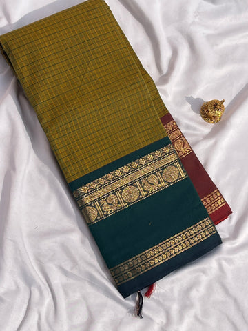 Chettinad cotton green (g&j)-korvai checks