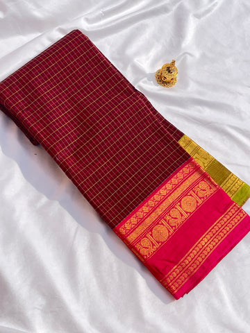 Chettinad cotton maroon & (g&j)-korvai checks