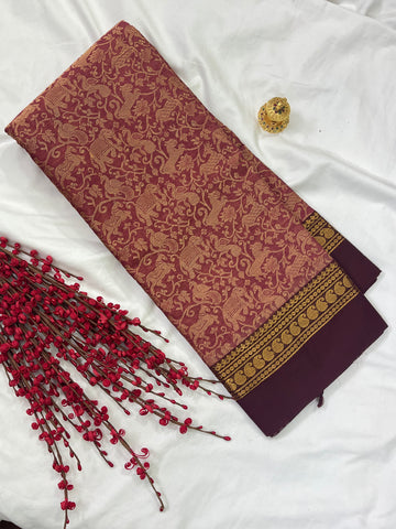 Chettinad cotton saree -brown-1000 butta saree