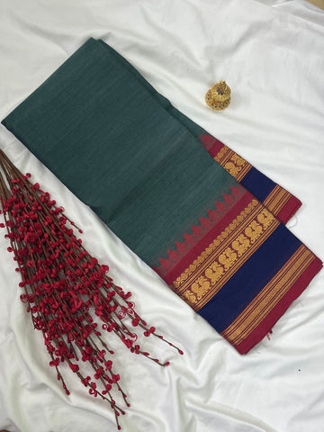 Chettinad cotton saree -light blue-plain