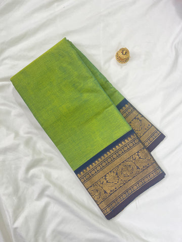 Chettinad cotton saree-green-blue-plain
