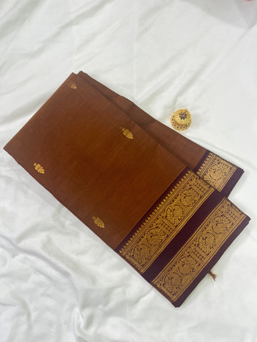 Chettinad cotton saree-brown-butta