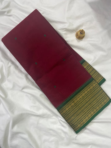 Chettinad cotton saree- marron-green-butta
