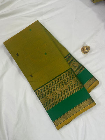 Chettinad cotton saree-green-butta