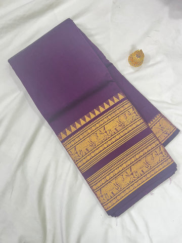 Chettinad cotton saree-purple-plain