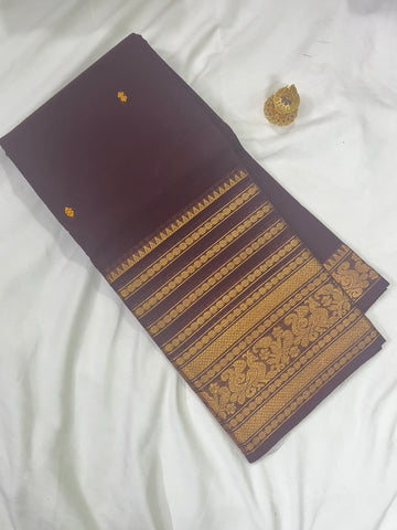 Chettinad cotton saree-coffee brown-butta