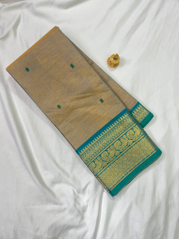 Chettinad cotton saree-ash- blue-butta
