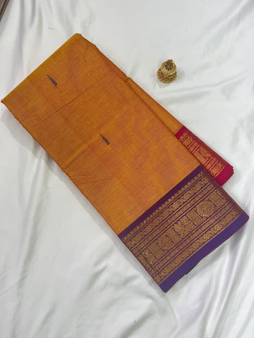 chettinad cotton saree -orange -purple -butta