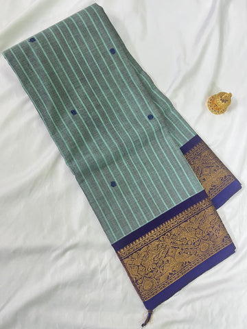 Chettinad cotton-ash blue-butta