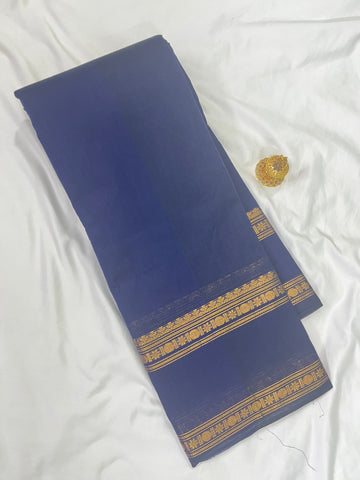 Chettinad cotton saree-blue-plain