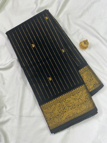Chettinad cotton saree-black-check butta