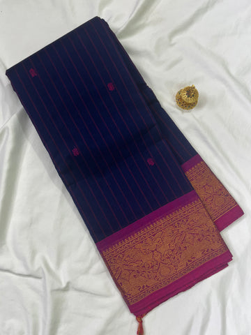 Chettinad cotton saree-blue-pink-checks butta