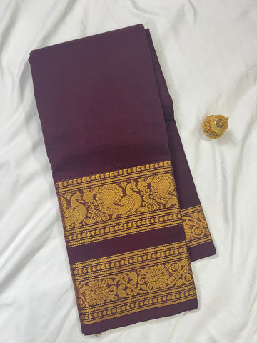 Chettinad cotton saree-brown-plain